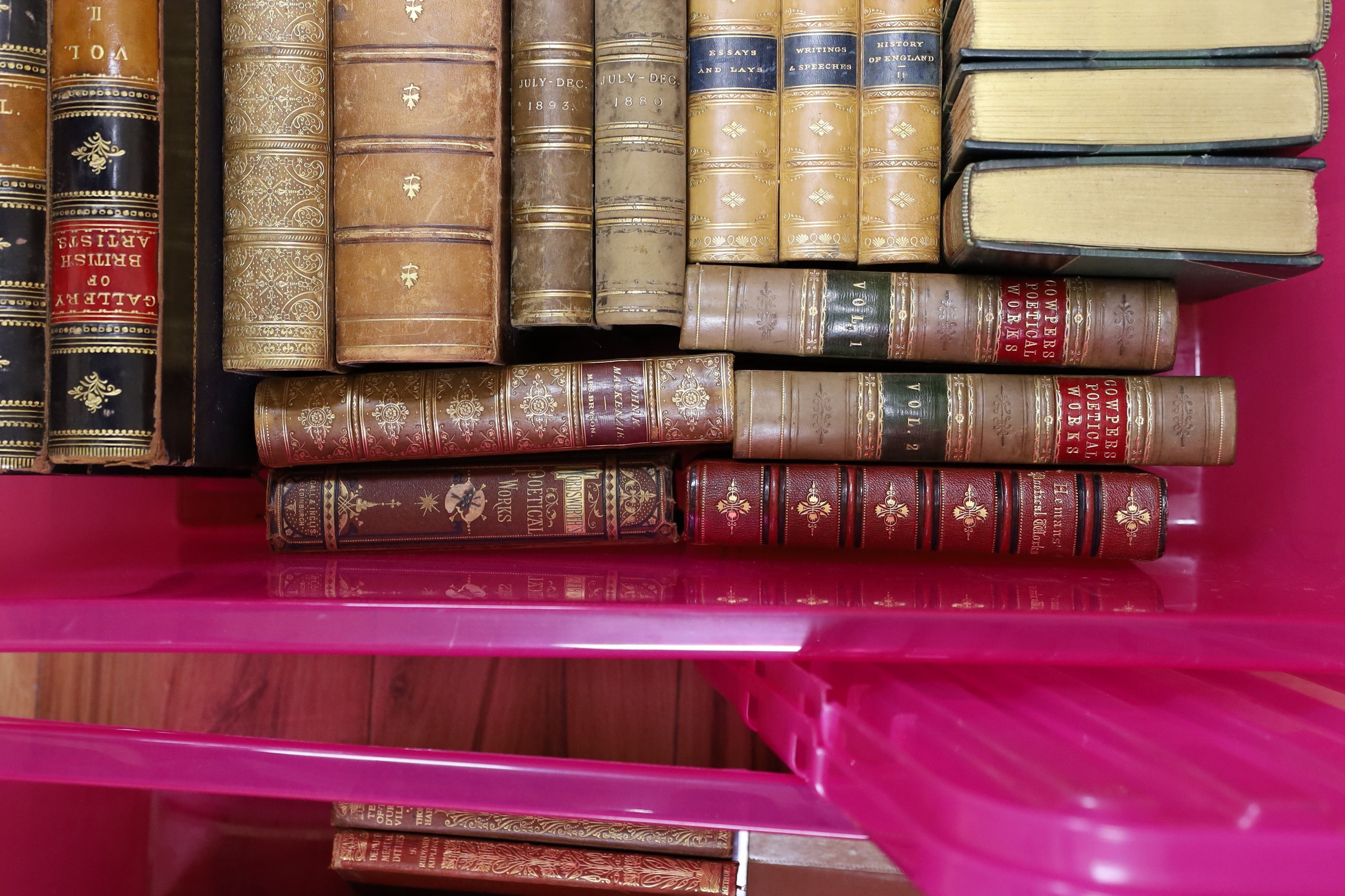 A selection of various leather bound bindings, to include Gallery of British Artists and others